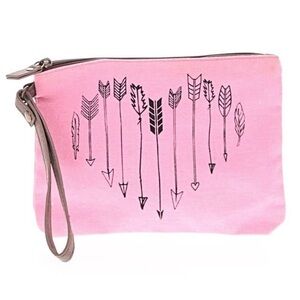 Source Unknown Pink Arrow Motif Wristlet Clutch